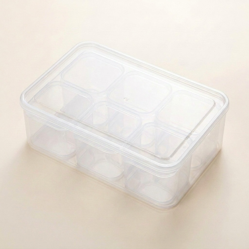Découvrez notre boîte de rangement modulable en acrylique transparent. 6 bacs hermétiques amovibles pour une organisation sur-mesure de votre cuisine