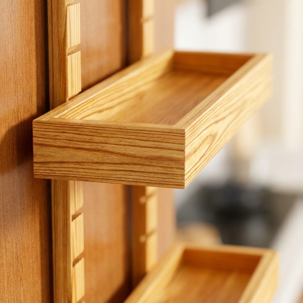 Gros plan sur les finitions du bois naturel.