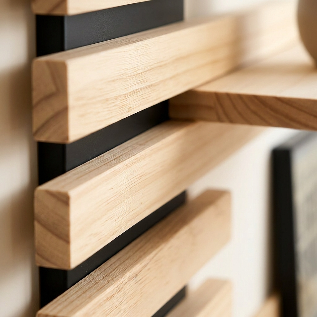 Détails macro des finitions premium en bois