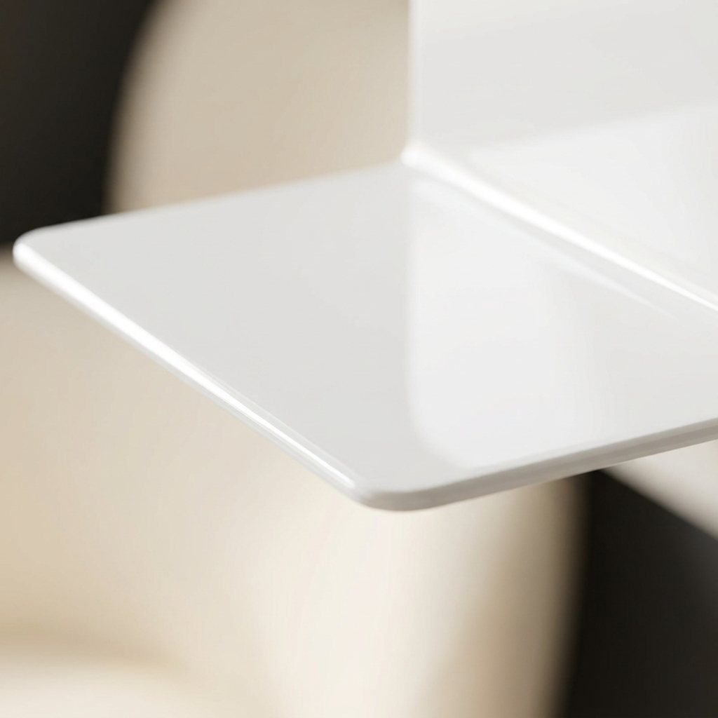 Gros plan sur l'acrylique blanc laqué haute qualité