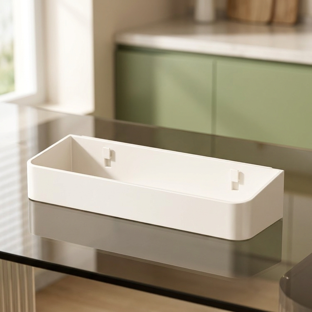 Étagère de rangement posée sur verre fumé élégant