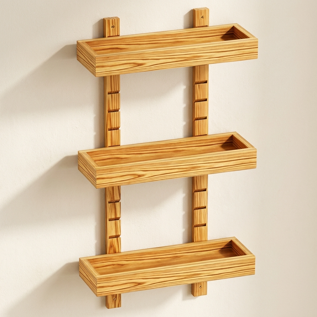 Étagère en bois modulable sur fond ivoire