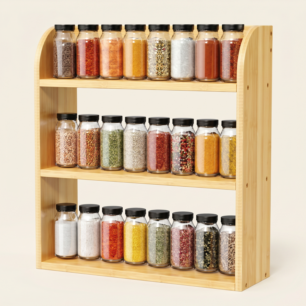 Étagère en bambou naturel pour pots à épices