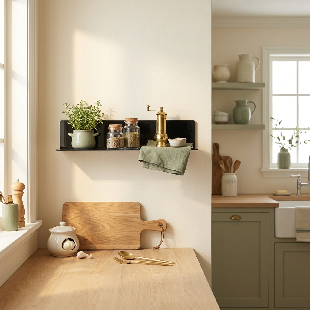 Étagère noire design sublimant votre décoration de cuisine
