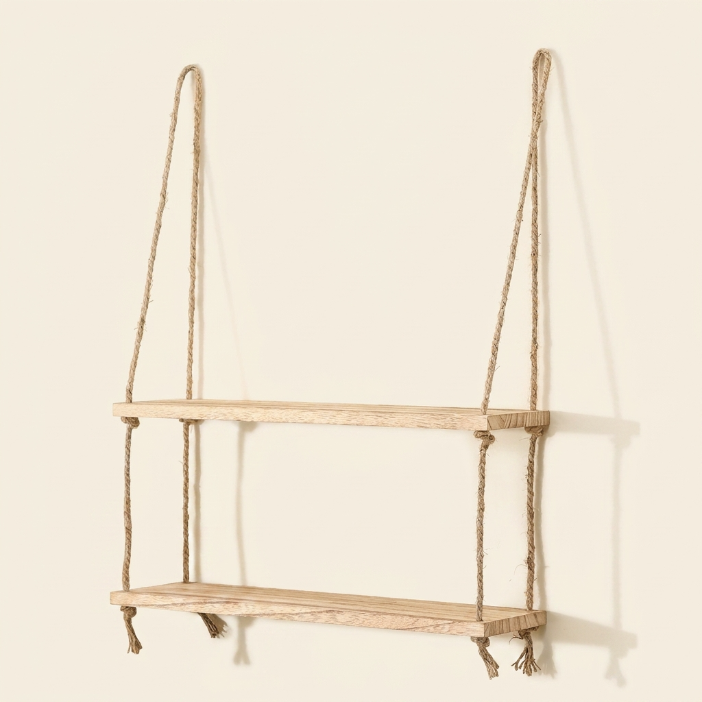 Étagère murale double en bois, style premium