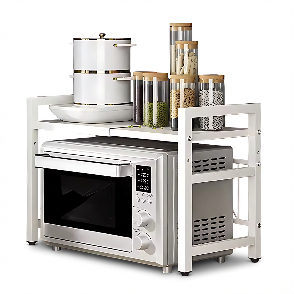 etagere cuisine Micro-Onde blanc fond blanc