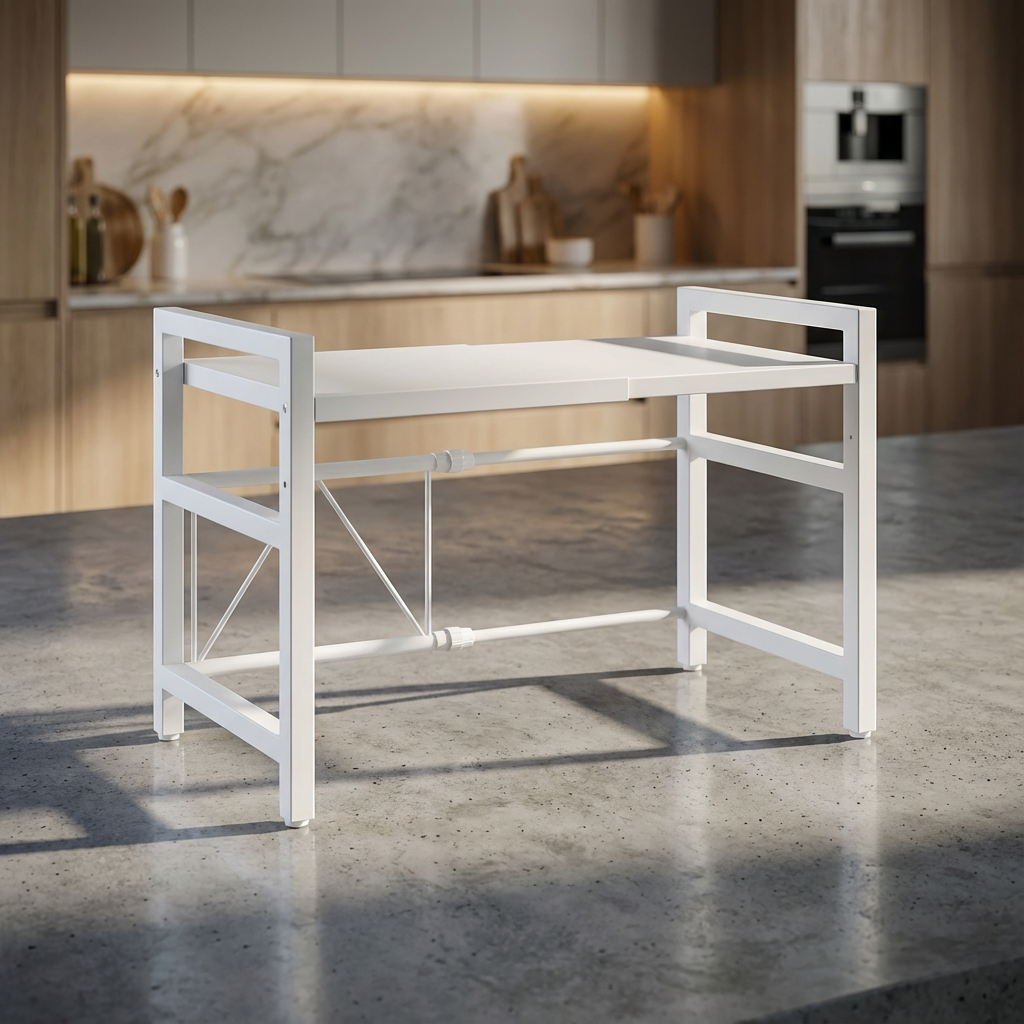 etagere cuisine Micro-Onde blanc sur plan