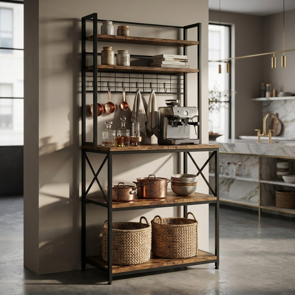 etagere cuisine sur pied wood dans cuisine