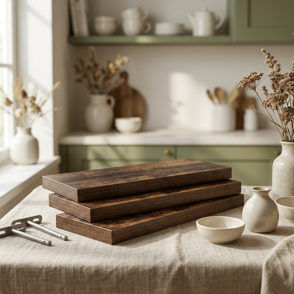 Étagère en noyer dans une ambiance décorative française