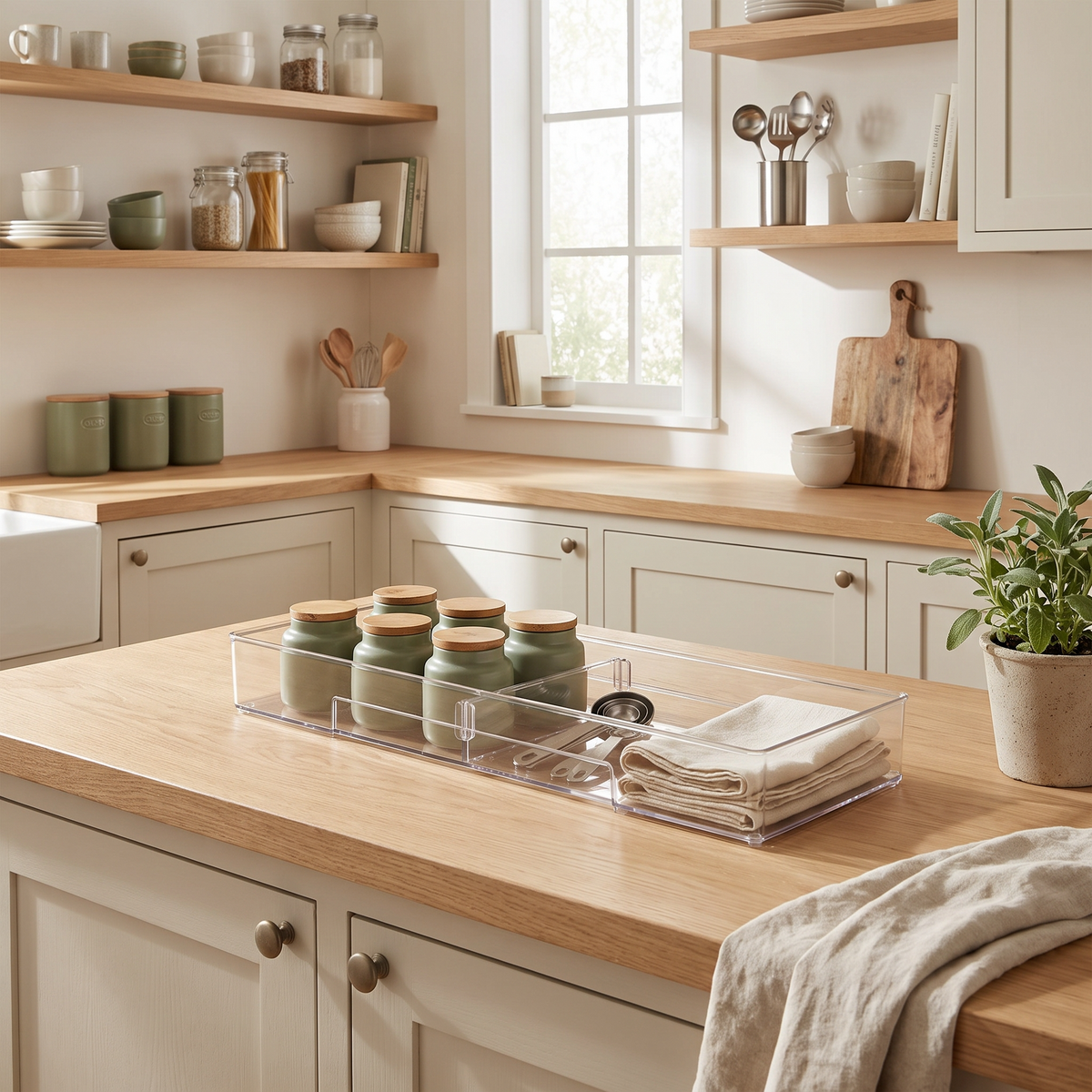 Ambiance cuisine harmonieuse avec organiseur de tiroir