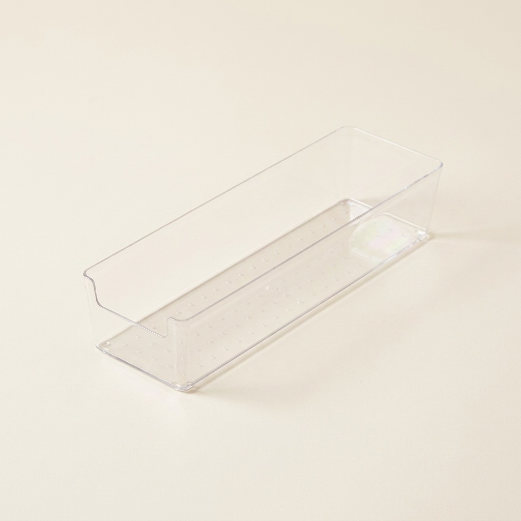 Bac moyen rectangulaire transparent, fond ivoire élégant