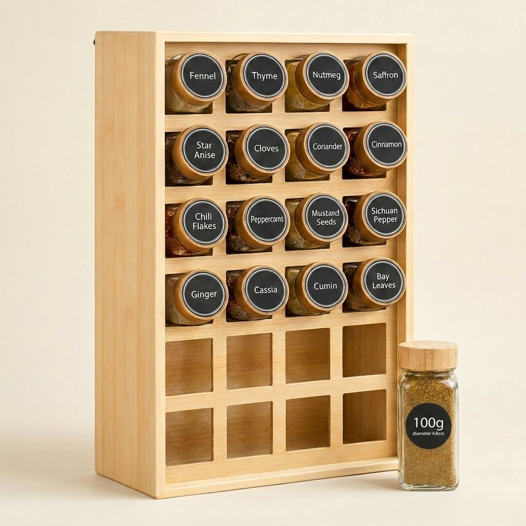 Étagère à épices murale en bois