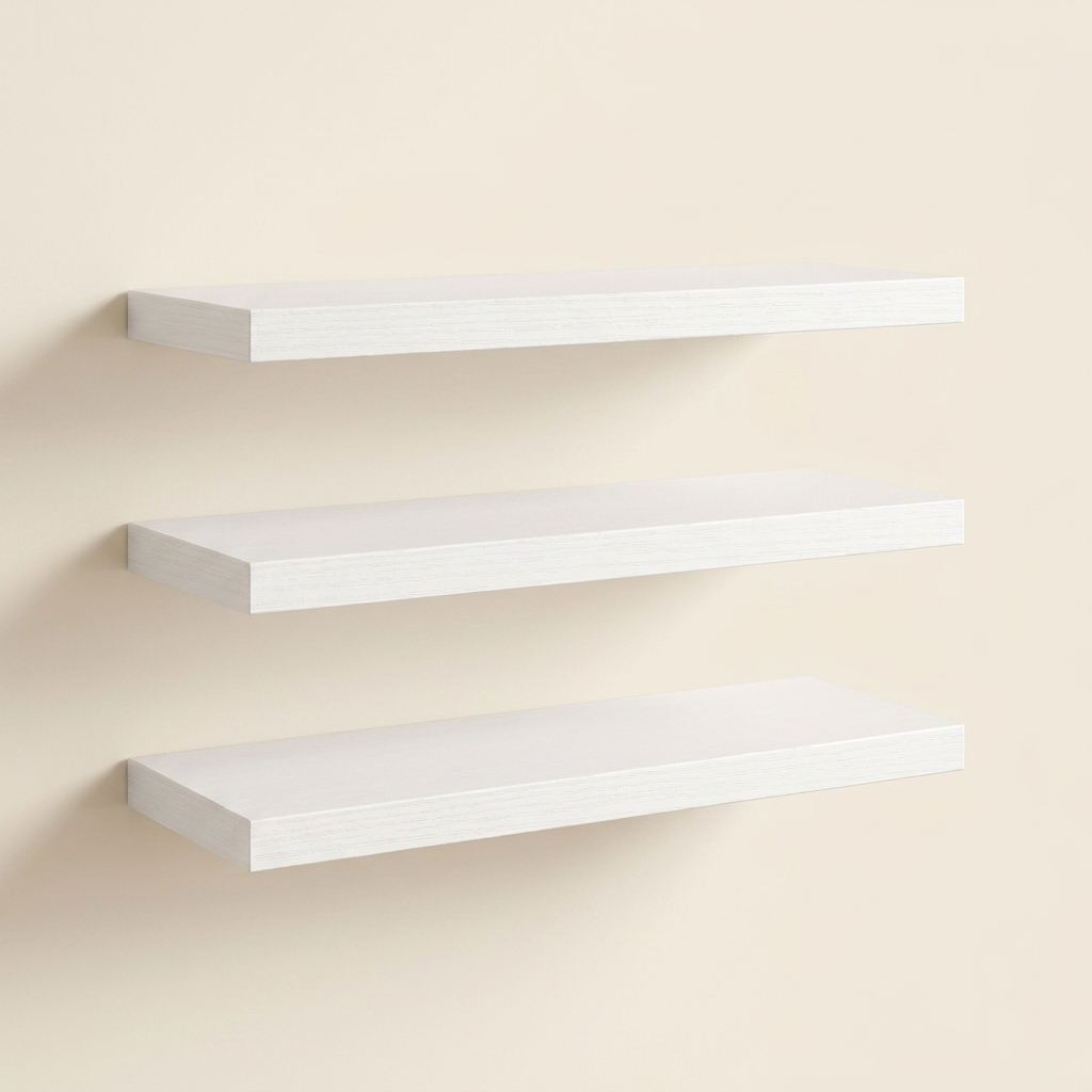 Étagère murale blanche texturée sur fond crème élégant
