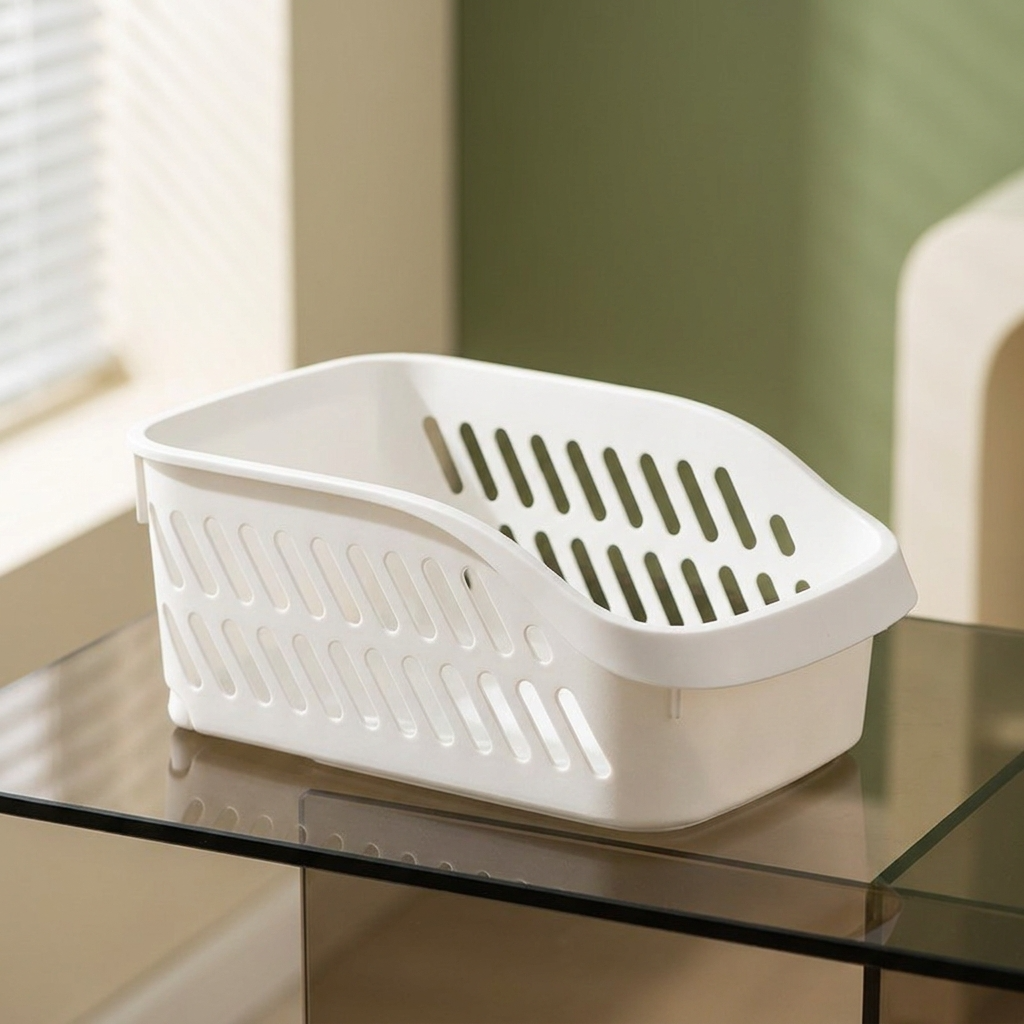 Panier design sur verre fumé, ambiance sauge raffinée