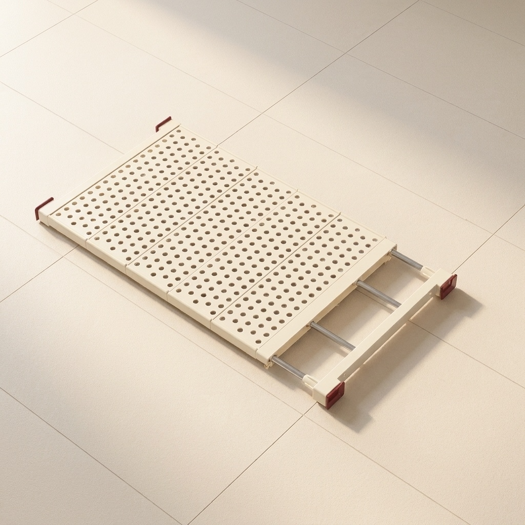 Étagère télescopique ivoire 65-110 cm sur sol crème